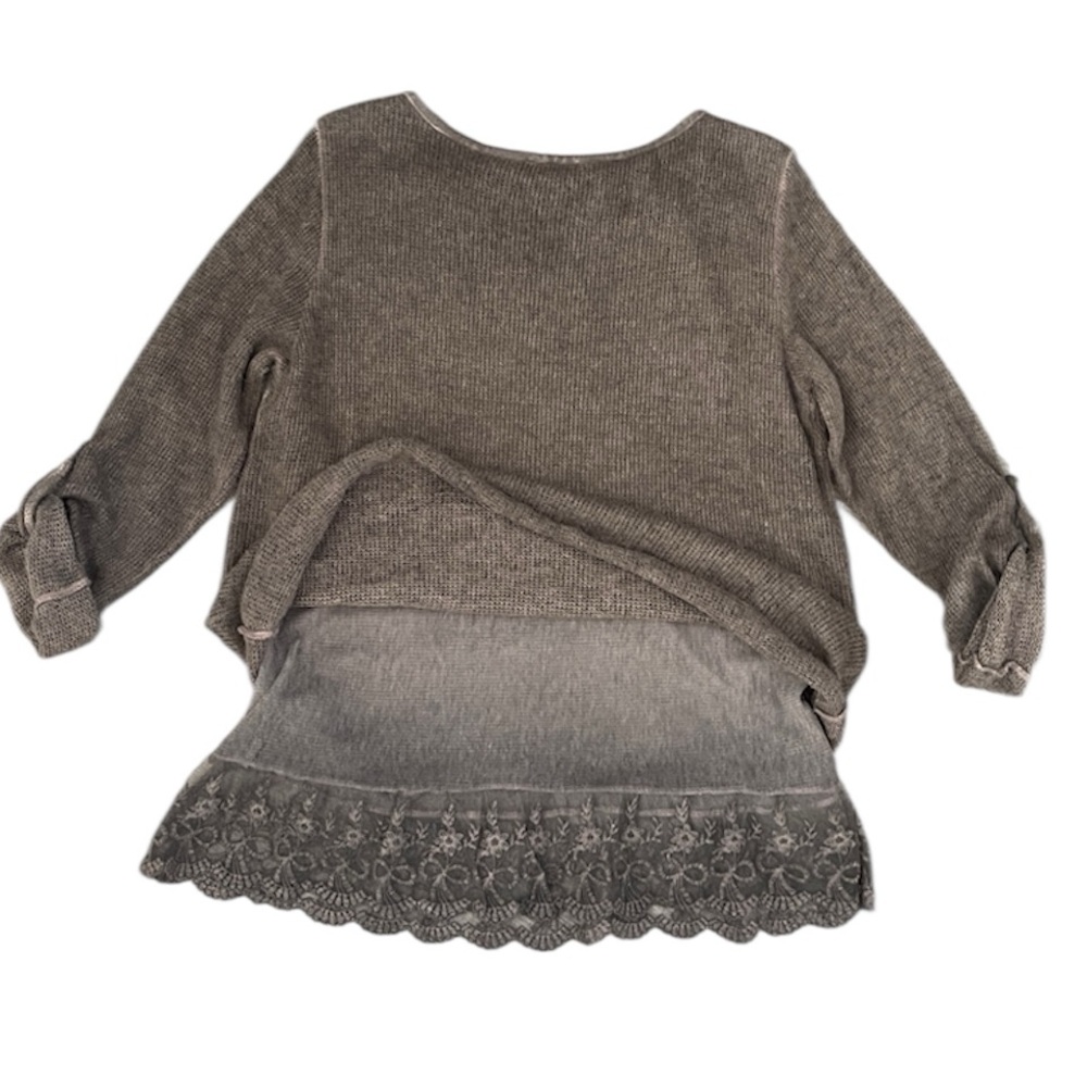 No Brand Made in Italy Dark Taupe Mix Fibers Arty Layered Pullover Sweater M EUC - Picture 2 of 12